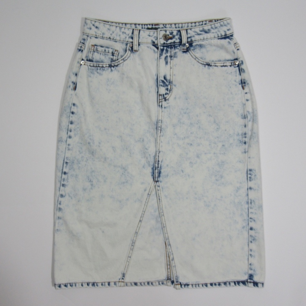 Wild Fable Acid Wash Split Front Denim Skirt Size 4 - Picture 3 of 16